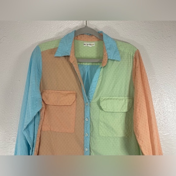 Roller Rabbit Multicolored Collared Long Sleeve Button Down Blouse Women’s M - Picture 2 of 12